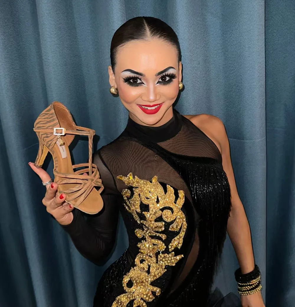 BD Dance Women Latin Dance Shoes Just BD216 High Heel Genuine Leather Laday Sandal Dancing Shoes