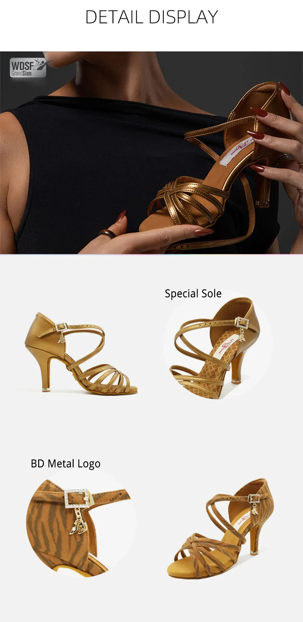 BD Dance Women Latin Dance Shoes Just BD216 High Heel Genuine Leather Laday Sandal Dancing Shoes