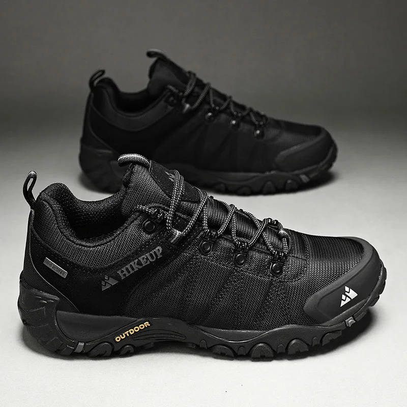 HIKEUP Non-slip Men Hiking Shoes Breathable Outdoor Wear Resistant Splashproof Climbing Men Sneaker Tourism Mountain Shoes