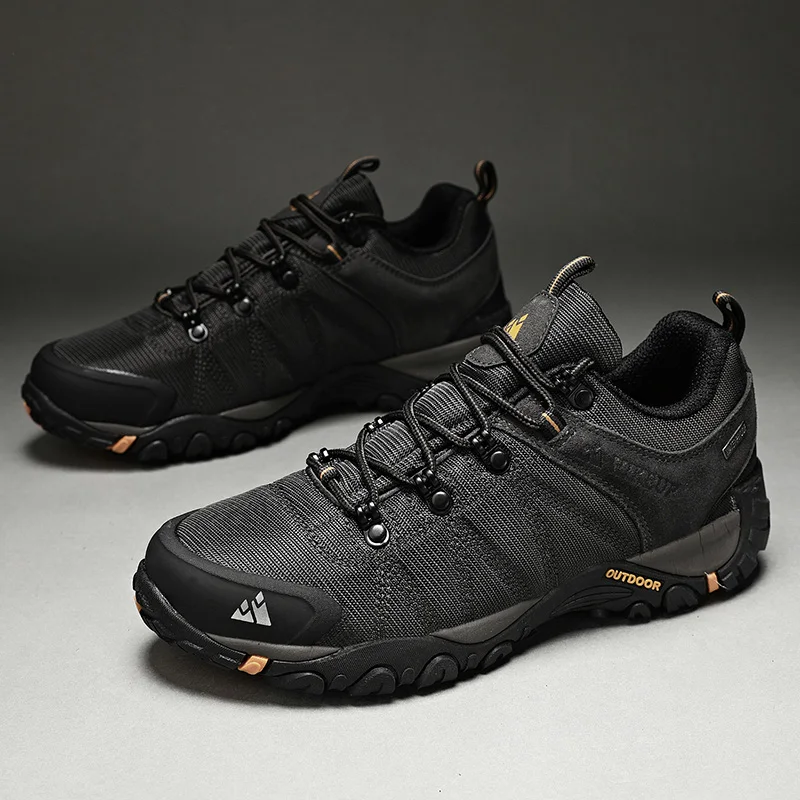 HIKEUP Non-slip Men Hiking Shoes Breathable Outdoor Wear Resistant Splashproof Climbing Men Sneaker Tourism Mountain Shoes