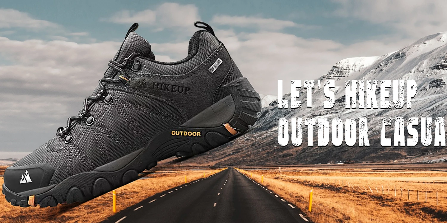 HIKEUP Non-slip Men Hiking Shoes Breathable Outdoor Wear Resistant Splashproof Climbing Men Sneaker Tourism Mountain Shoes