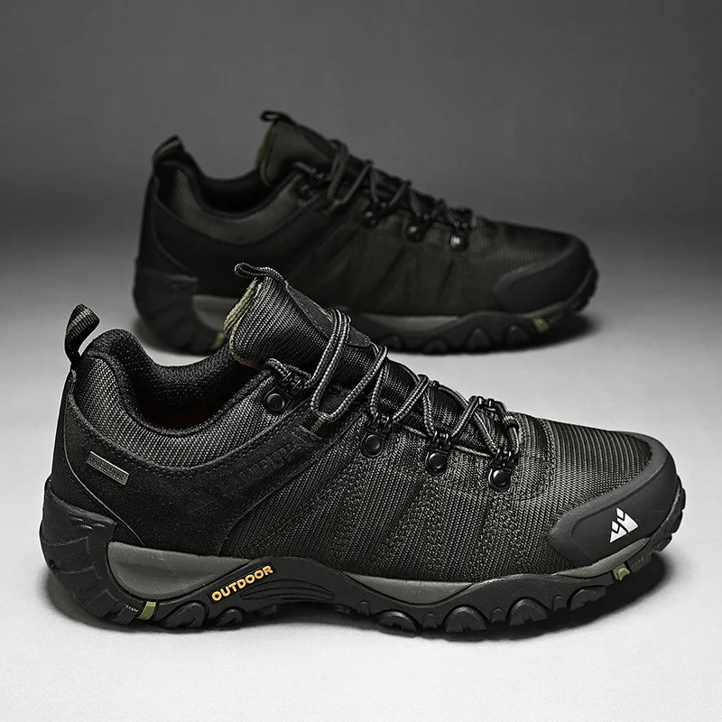HIKEUP Non-slip Men Hiking Shoes Breathable Outdoor Wear Resistant Splashproof Climbing Men Sneaker Tourism Mountain Shoes