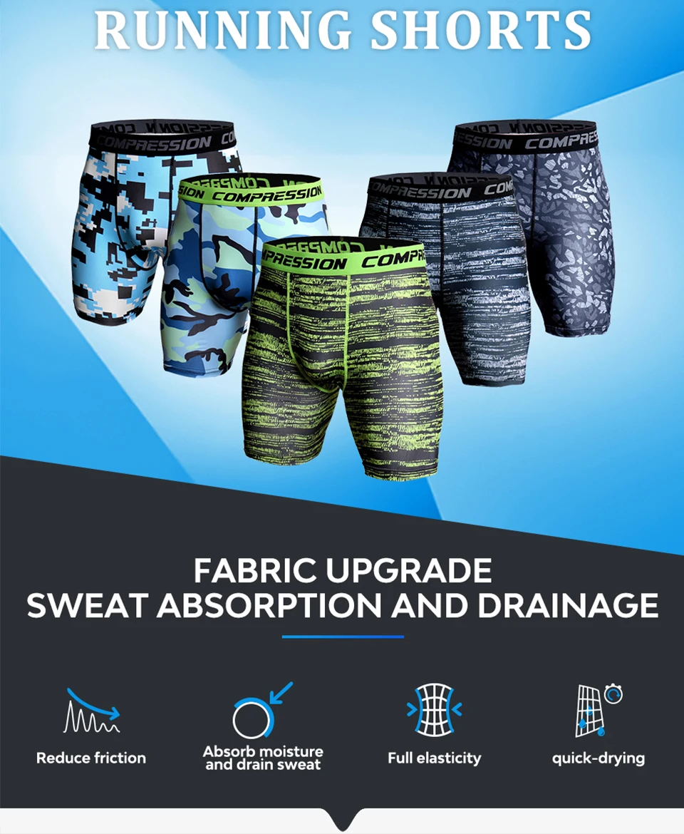 Compression Shorts Men 3D Print Camouflage Bodybuilding Tights Short Men Gyms Shorts Male Muscle Sport Elastic Running Shorts