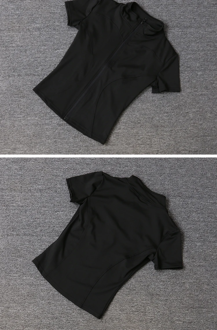 Women Sport Wear Slim Fit Polyester Quick-drying Full Zip Outdoor Fitness Running Tights Short Sleeves Women's Yoga Wear