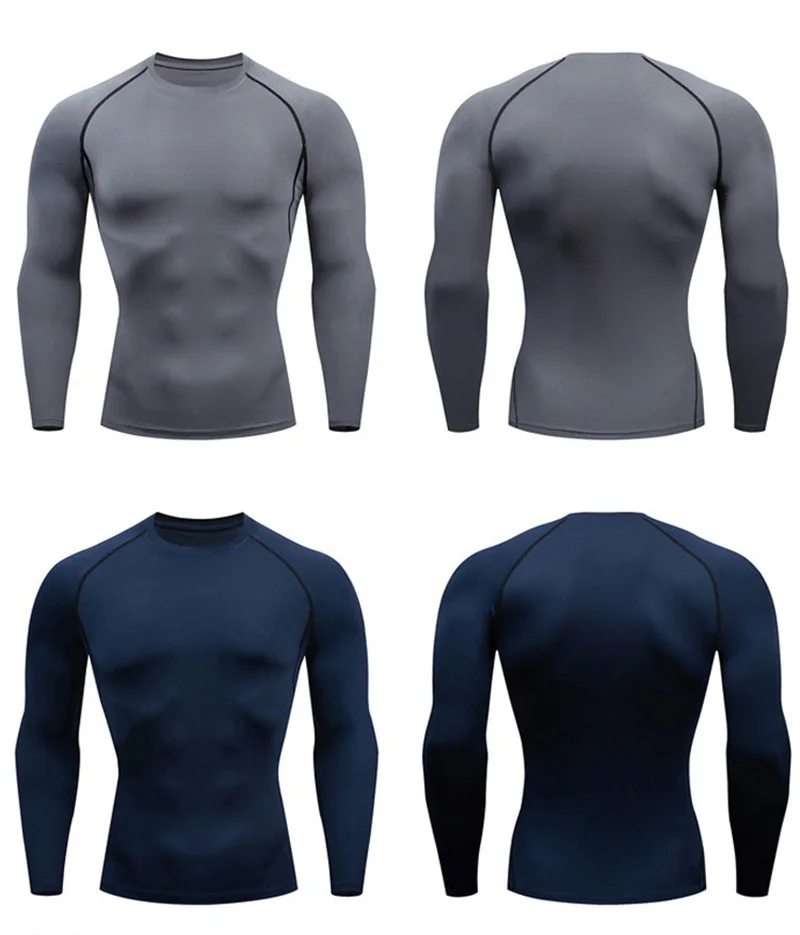 Men's Long Sleeves T-shirt Fitness Sportswear Spring Autumn Athletic Quick Dry T-shirt Gym Running Sports Outdoor Tops for Men