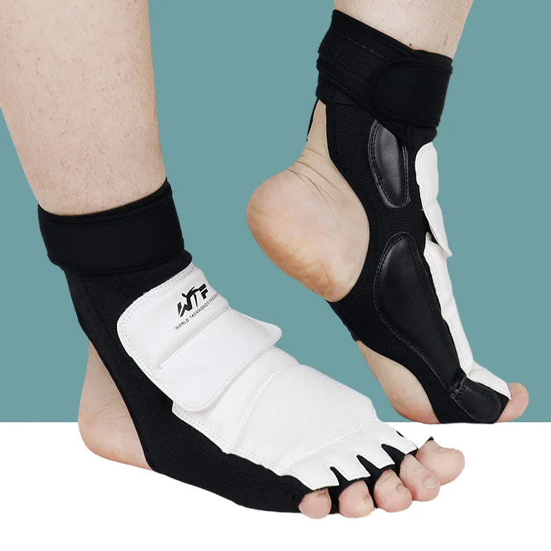 1Set Taekwondo Leather Foot Gloves Sparring Karate Ankle Protector Guard Gear Boxing Martial Arts Sock Kid
