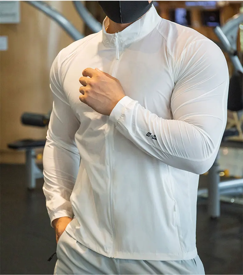 Men's Running Training Elastic Coat Outerwear Gym Tights Jacket Outdoor Cycling Sweatshirt Dry Fit Breathable Compression Tops