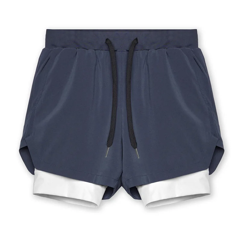 2025 new BreathableDouble layersport  shorts Gyms Fitness Bodybuilding Workout Quick Dry Beach 2 In 1 Shorts Male Running shorts