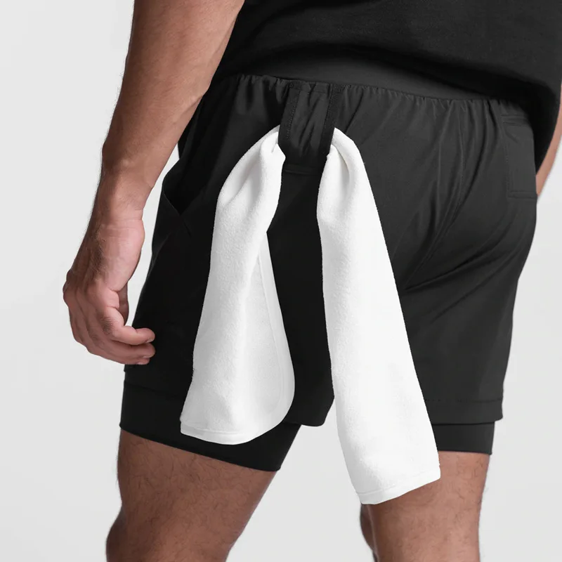 2025 new BreathableDouble layersport  shorts Gyms Fitness Bodybuilding Workout Quick Dry Beach 2 In 1 Shorts Male Running shorts