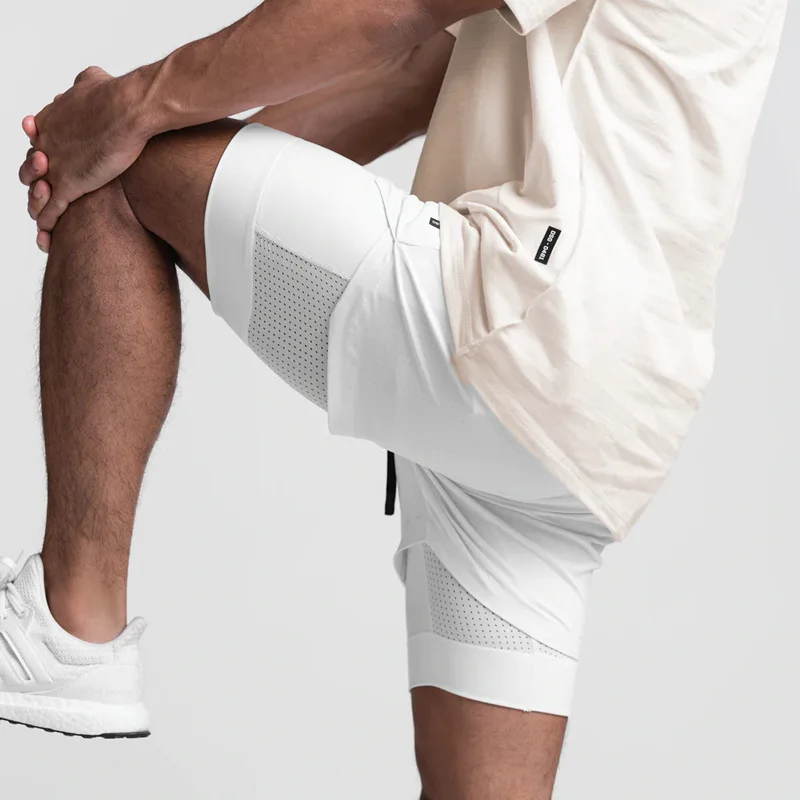 2025 new BreathableDouble layersport  shorts Gyms Fitness Bodybuilding Workout Quick Dry Beach 2 In 1 Shorts Male Running shorts