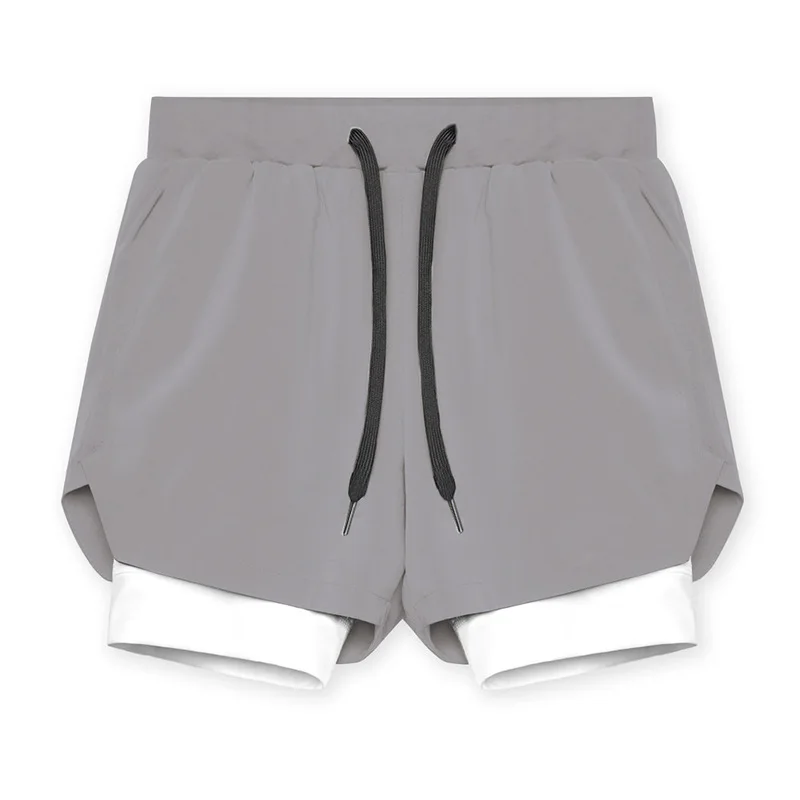 2025 new BreathableDouble layersport  shorts Gyms Fitness Bodybuilding Workout Quick Dry Beach 2 In 1 Shorts Male Running shorts