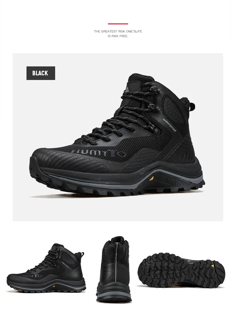 HUMTTO Hiking Shoes Men Trainers Outdoor Trekking Boots Mens Breathable Winter Men's Sports Shoes Leather Safety Work Sneakers