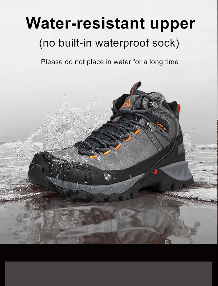 HUMTTO Hiking Shoes Men Trainers Outdoor Trekking Boots Mens Breathable Winter Men's Sports Shoes Leather Safety Work Sneakers
