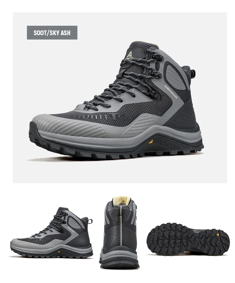 HUMTTO Hiking Shoes Men Trainers Outdoor Trekking Boots Mens Breathable Winter Men's Sports Shoes Leather Safety Work Sneakers
