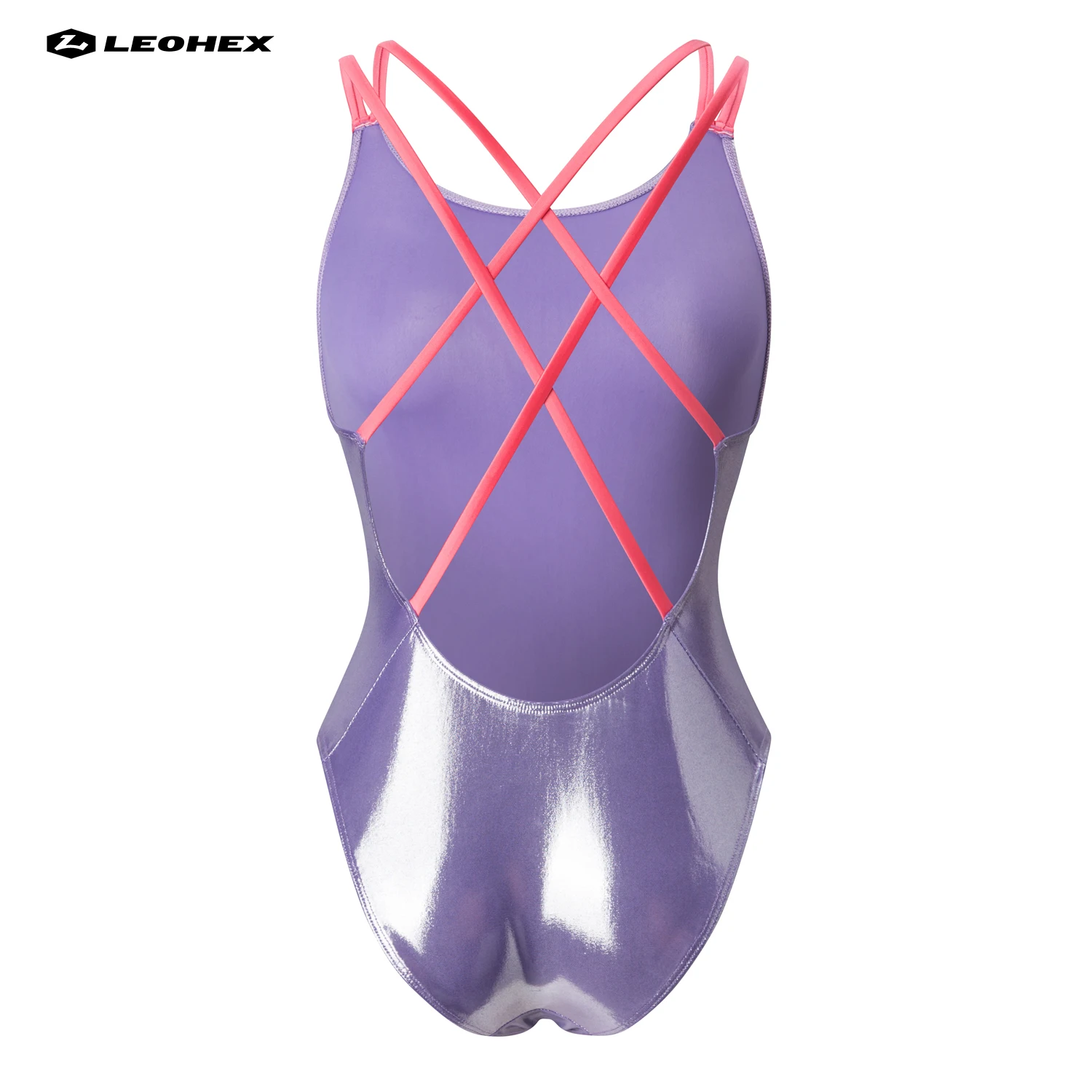 LEOHEX Lycra Swimsuit One Piece Bodysuit Sexy Back Design Japanese Style Glossy Shiny Finish for Swimming Fitness Photo Shoots