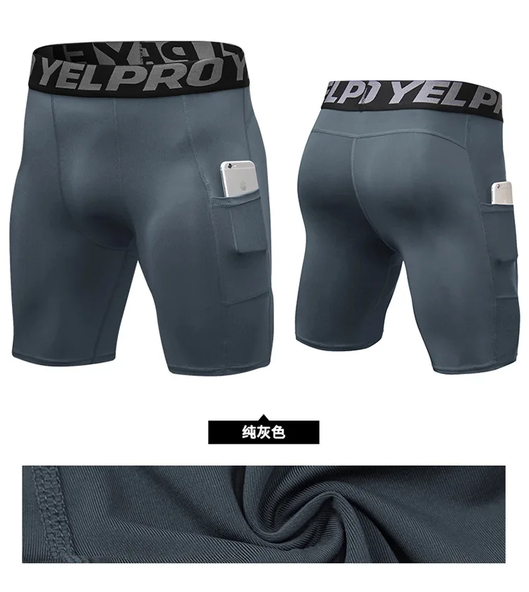 Sports Shorts Men Compression Running Shorts With Pocket Quick Dry Workout Gym Shorts Fitness Sport Leggings for Men