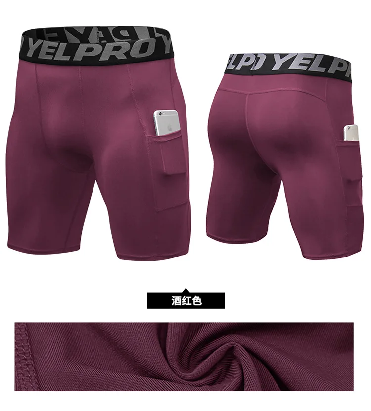 Sports Shorts Men Compression Running Shorts With Pocket Quick Dry Workout Gym Shorts Fitness Sport Leggings for Men