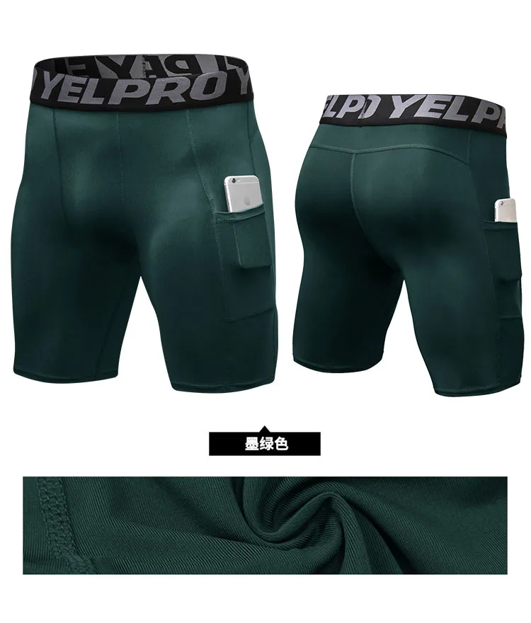 Sports Shorts Men Compression Running Shorts With Pocket Quick Dry Workout Gym Shorts Fitness Sport Leggings for Men