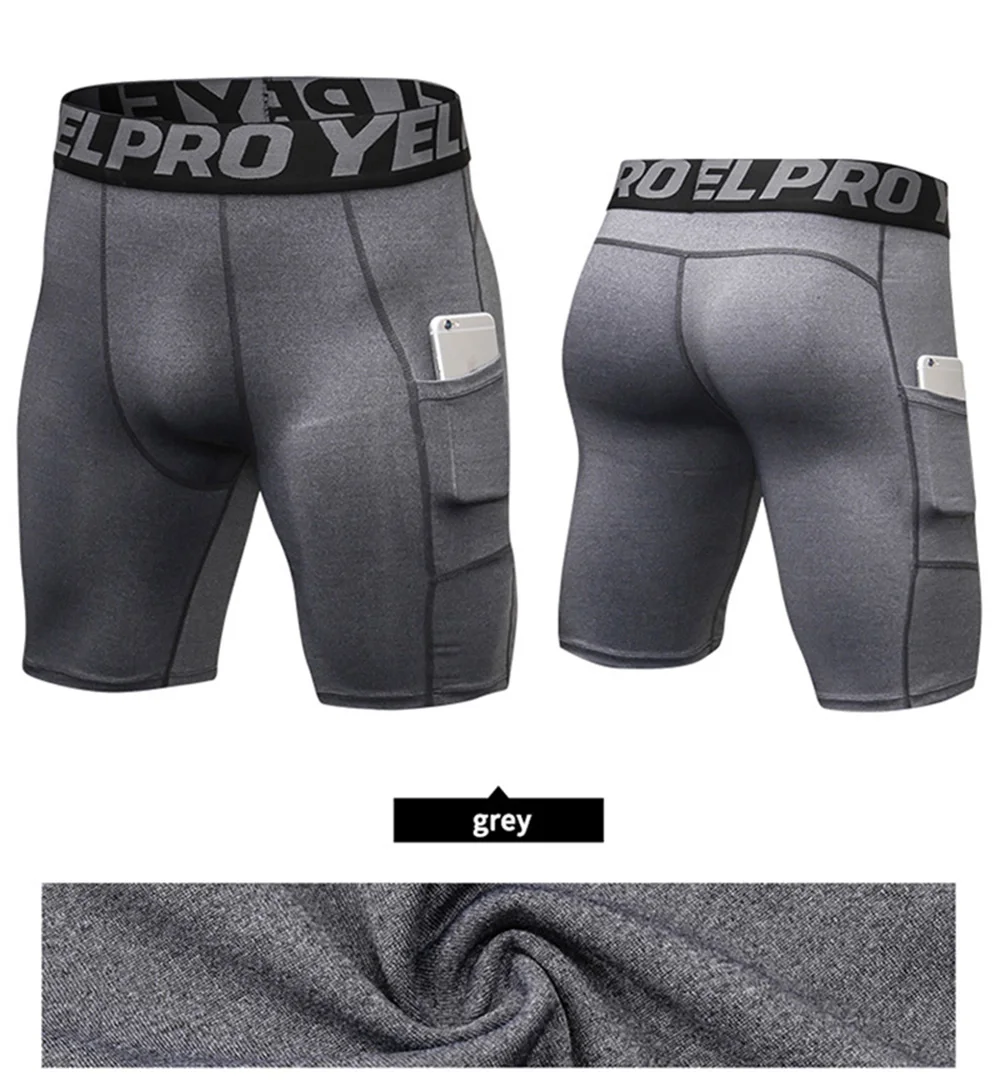 Sports Shorts Men Compression Running Shorts With Pocket Quick Dry Workout Gym Shorts Fitness Sport Leggings for Men