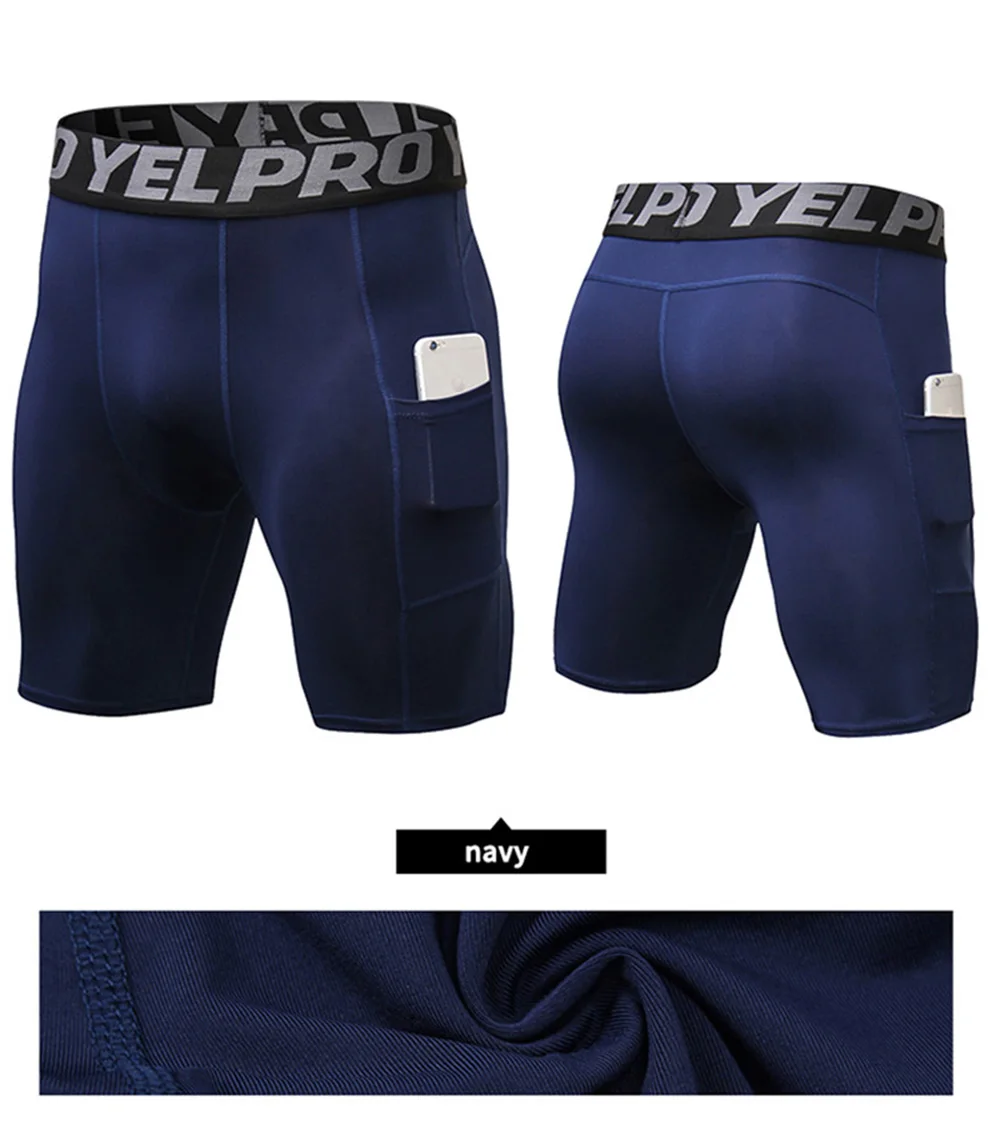 Sports Shorts Men Compression Running Shorts With Pocket Quick Dry Workout Gym Shorts Fitness Sport Leggings for Men