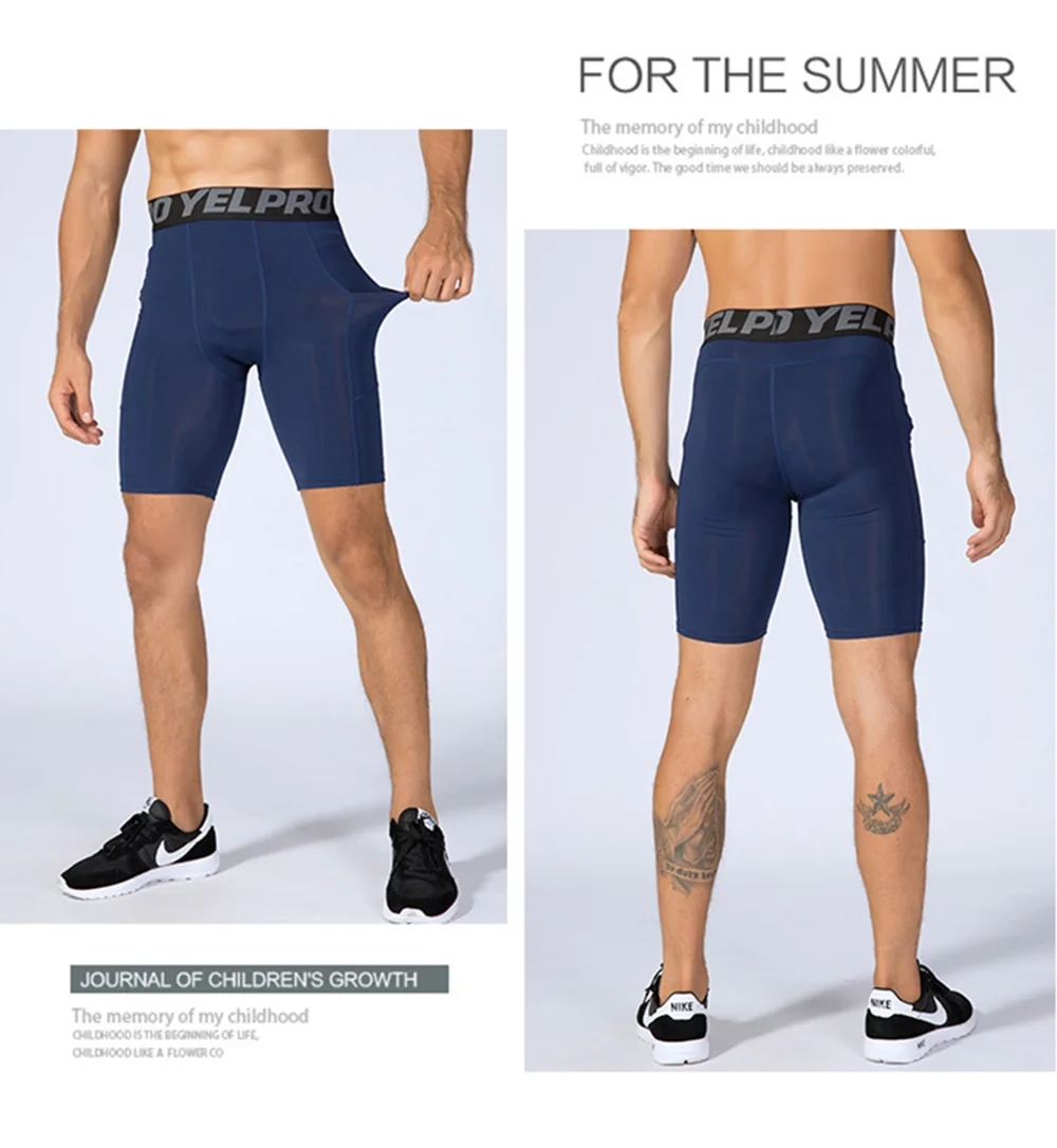 Sports Shorts Men Compression Running Shorts With Pocket Quick Dry Workout Gym Shorts Fitness Sport Leggings for Men