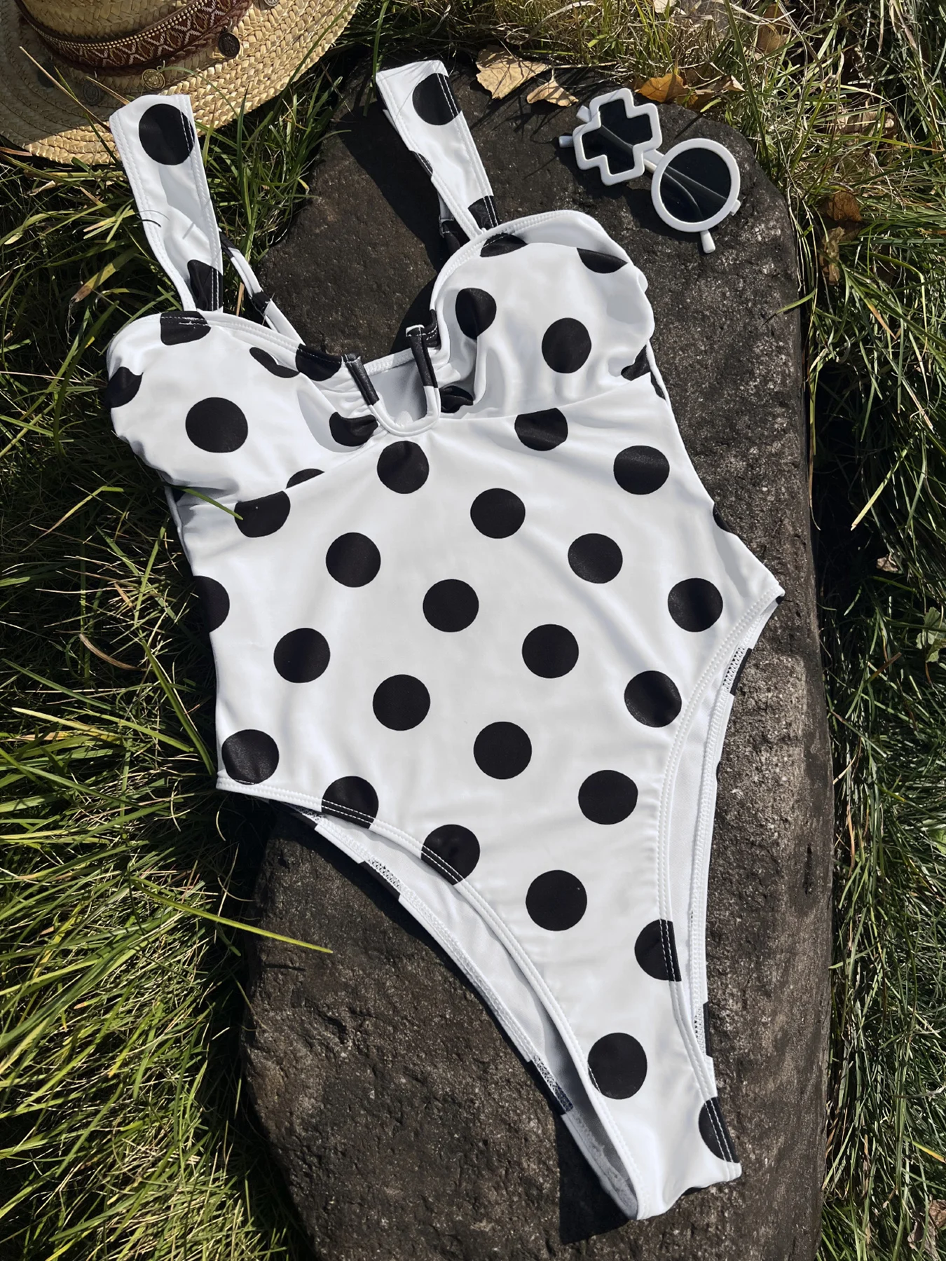 2026 New U-Neck Swimwear Women One Piece Swimsuit Female Polka Dot Print Bathing Suit Beachwear Swimming Suit For Women Monokini