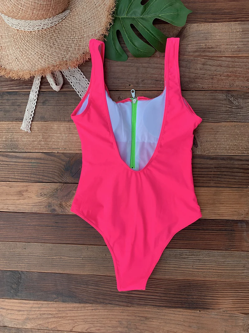 Front Zip Up One Piece Swimsuit Monokini Backless Swimwear One-piece Swimming Suit for Women Summer Trend Beachwear