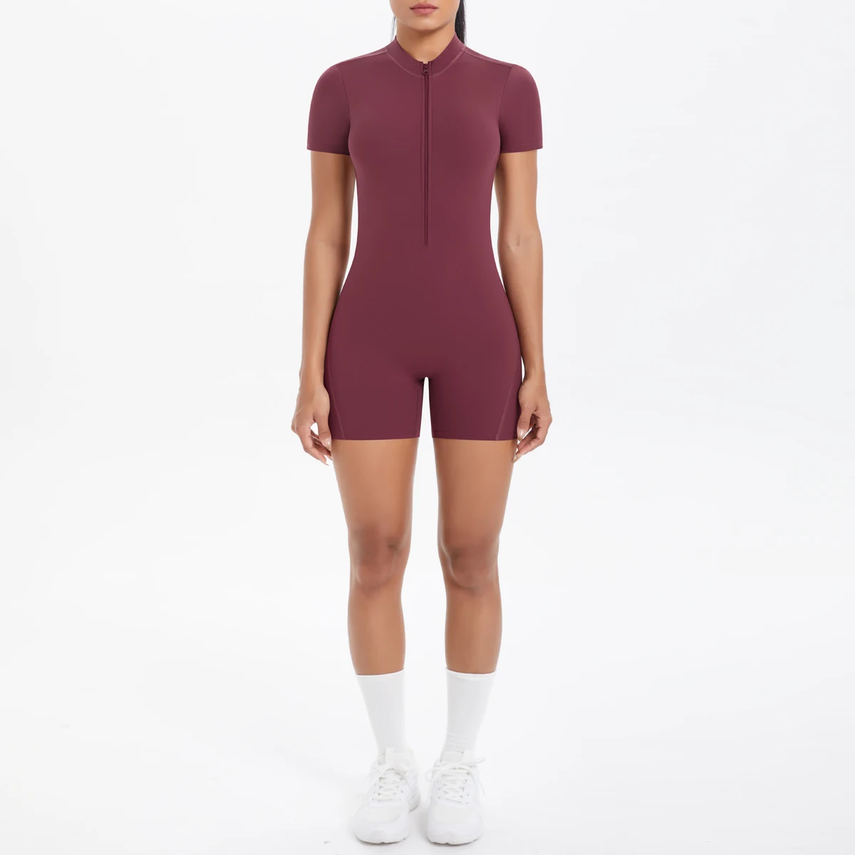 Hollow Out Backless Short Sleeved Zipper Jumpsuit for Woman Jumpsuit Yoga Suit One-Piece Legging Short Push Up Gym Yoga Clothing