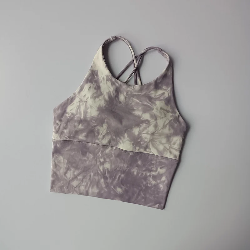 Sexy Sports Lingerie Gathering Shockproof Running Suit Training Fitness Bra Tie-dyeing Beauty Back Yoga Vest Suspender Strap