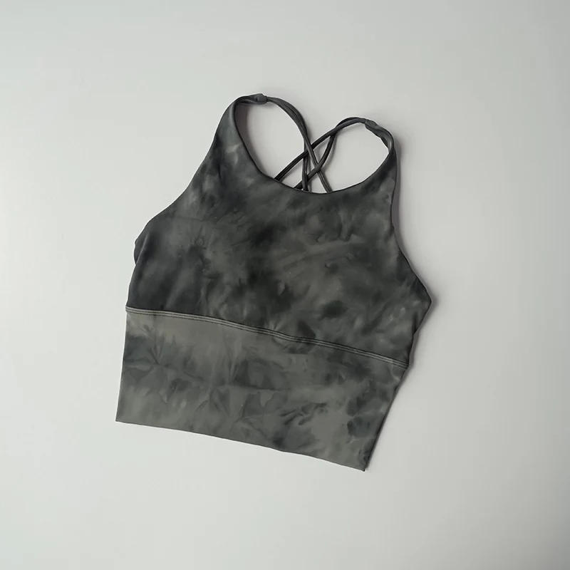 Sexy Sports Lingerie Gathering Shockproof Running Suit Training Fitness Bra Tie-dyeing Beauty Back Yoga Vest Suspender Strap