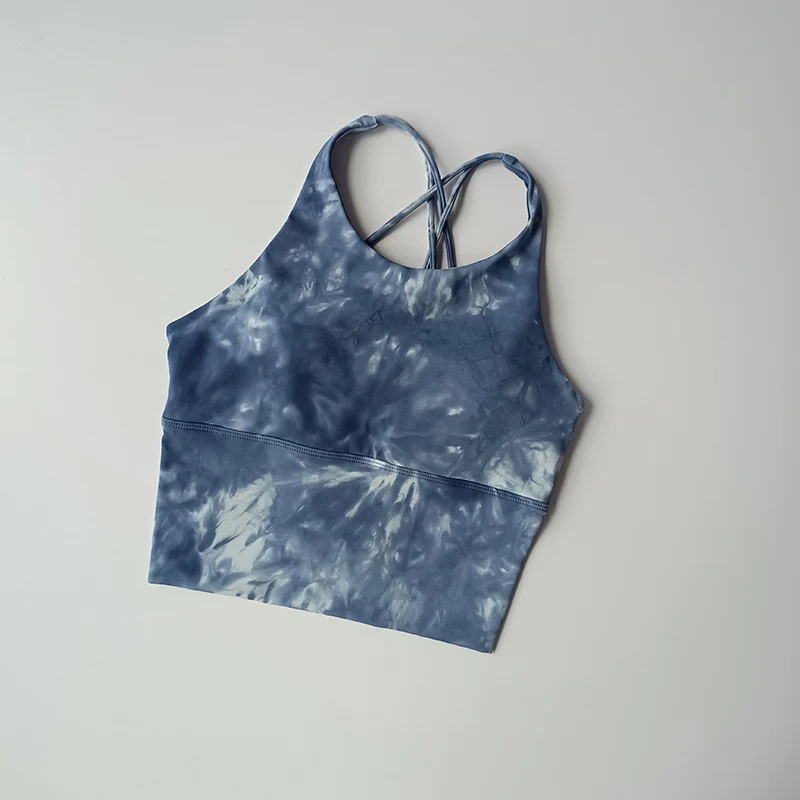 Sexy Sports Lingerie Gathering Shockproof Running Suit Training Fitness Bra Tie-dyeing Beauty Back Yoga Vest Suspender Strap