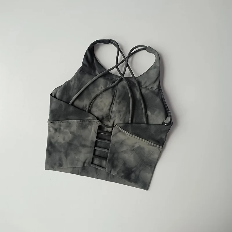 Sexy Sports Lingerie Gathering Shockproof Running Suit Training Fitness Bra Tie-dyeing Beauty Back Yoga Vest Suspender Strap