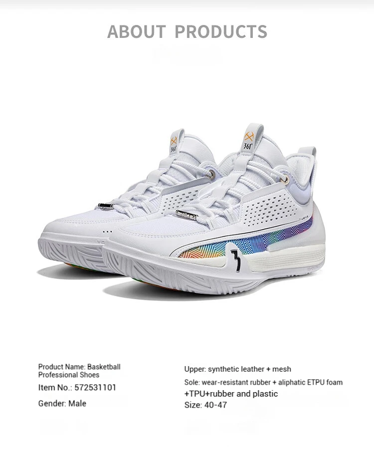 361 Degrees Zen VII Basketball Shoes Breathable Non-Slip Lightweight Wrapped Stable Cushioning Combat Grip Sneakers 572531101