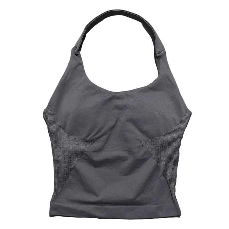 Gym Sports Top Women Seamless Yoga Tank Longline Strappy Top Open Back Bra Sportswear Gym Clothing Running Workout Halter