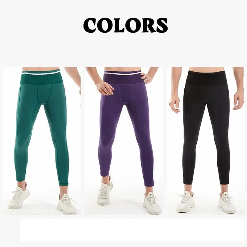 Mens Compression Running Pants Cycling Long Leggings Outdoor Sports Basketball Fitness Guys Gym Riding Hiking Tights 6 Pockets