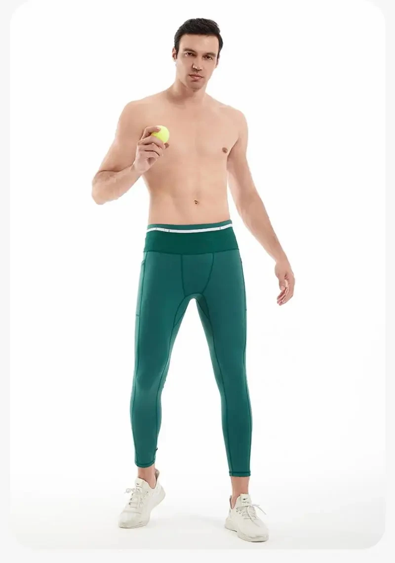 Mens Compression Running Pants Cycling Long Leggings Outdoor Sports Basketball Fitness Guys Gym Riding Hiking Tights 6 Pockets