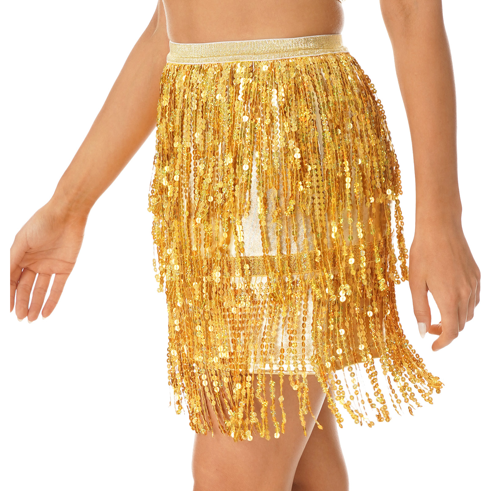 Fringed Mini Skirts Latindance Womens Sparkly Sequin Tassel Skirt Latin Dance Costume Clubwear Bellydance Costume Dancewear