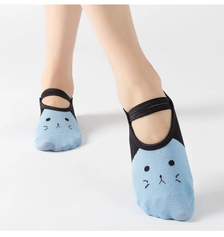 Professional Women Anti-slip Pilates Socks Backless Bandage Yoga Socks Ladies Ballet Dance Fitness Slipper Cotton Sports Socks