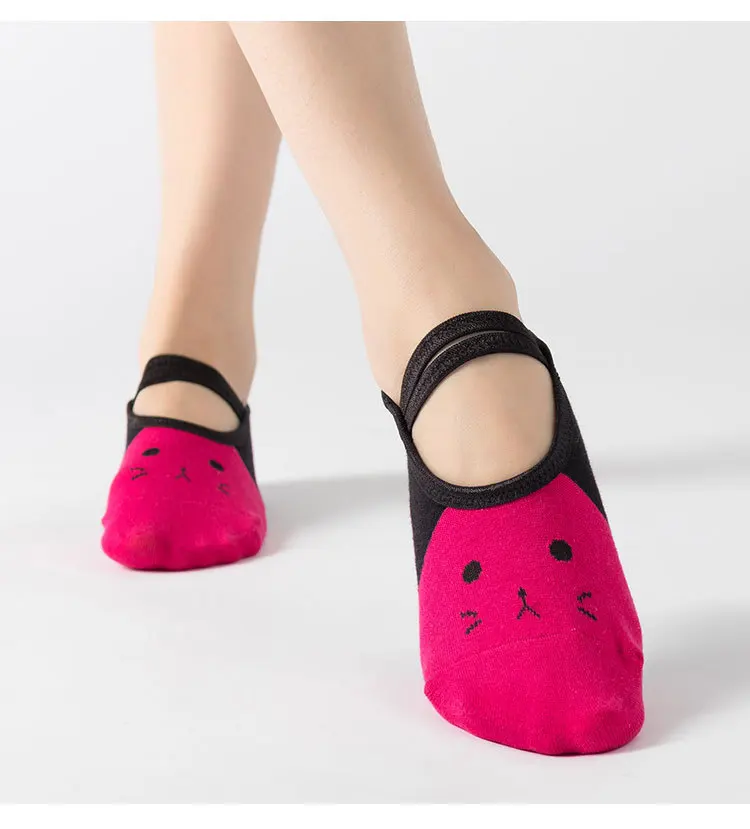 Professional Women Anti-slip Pilates Socks Backless Bandage Yoga Socks Ladies Ballet Dance Fitness Slipper Cotton Sports Socks