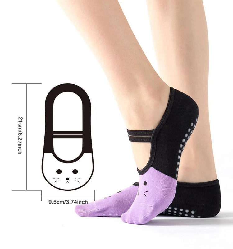 Professional Women Anti-slip Pilates Socks Backless Bandage Yoga Socks Ladies Ballet Dance Fitness Slipper Cotton Sports Socks
