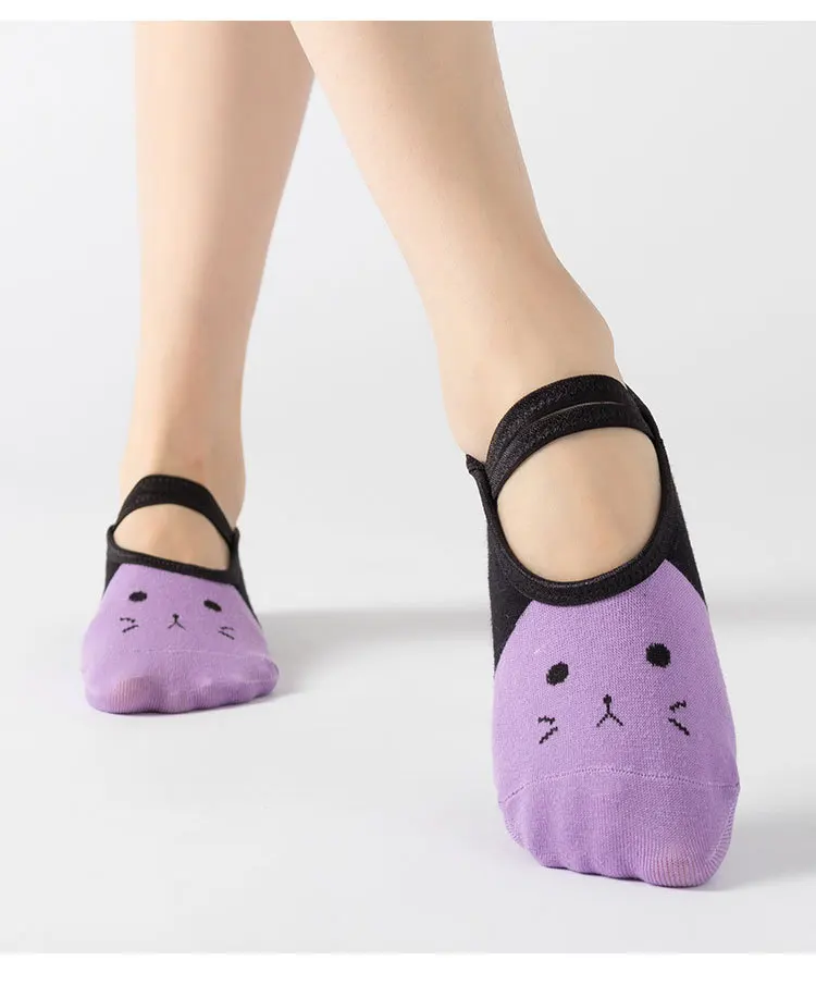 Professional Women Anti-slip Pilates Socks Backless Bandage Yoga Socks Ladies Ballet Dance Fitness Slipper Cotton Sports Socks