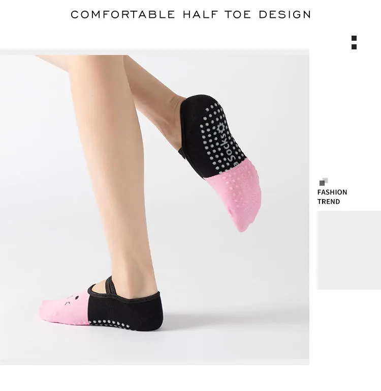 Professional Women Anti-slip Pilates Socks Backless Bandage Yoga Socks Ladies Ballet Dance Fitness Slipper Cotton Sports Socks