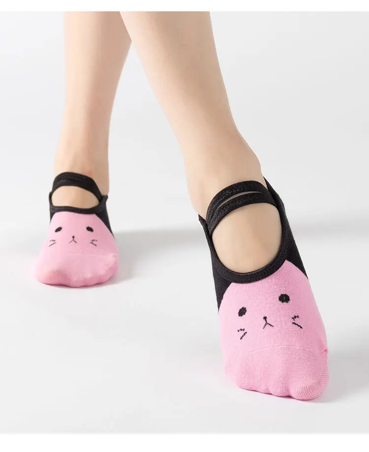 Professional Women Anti-slip Pilates Socks Backless Bandage Yoga Socks Ladies Ballet Dance Fitness Slipper Cotton Sports Socks