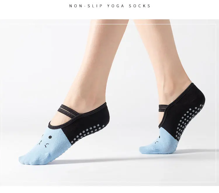 Professional Women Anti-slip Pilates Socks Backless Bandage Yoga Socks Ladies Ballet Dance Fitness Slipper Cotton Sports Socks