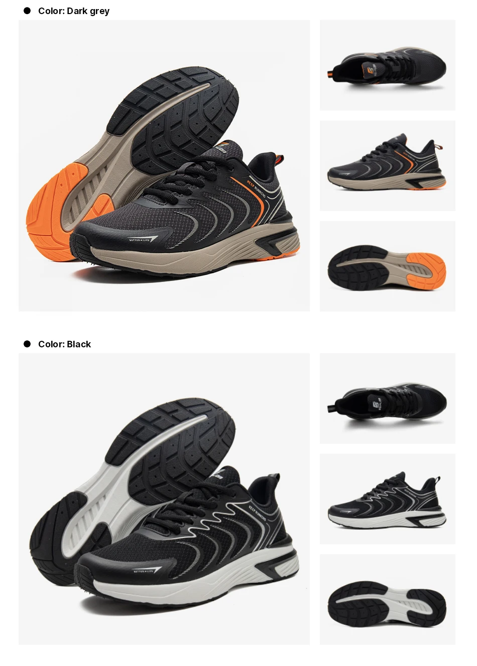 Baasploa Men Running Shoes Lightweight Mesh Breathable Sport Shoes Male Fashion Comfort Casual Sneakers Non-slip