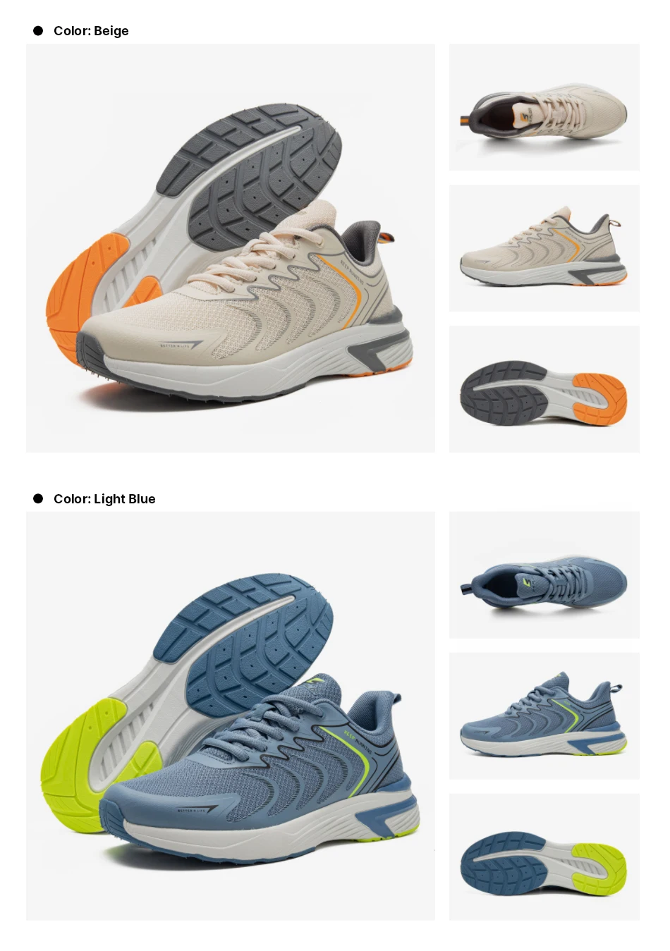 Baasploa Men Running Shoes Lightweight Mesh Breathable Sport Shoes Male Fashion Comfort Casual Sneakers Non-slip