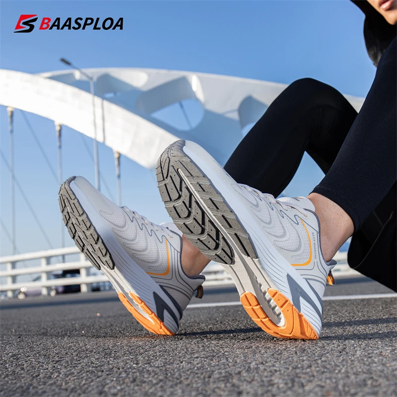 Baasploa Men Running Shoes Lightweight Mesh Breathable Sport Shoes Male Fashion Comfort Casual Sneakers Non-slip