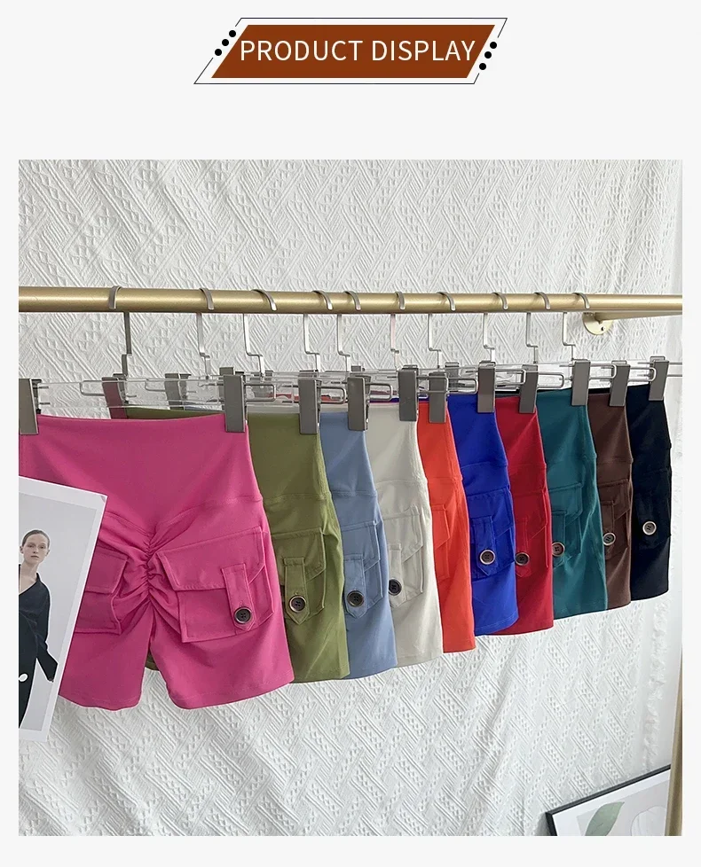 Nude High Waist Peach Butt Sport With Pocket Yoga Shorts Leggings Quick Drying Gym Training Cycling Outdoor sports Shorts