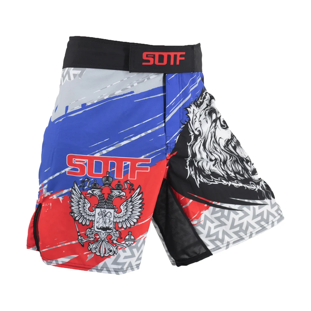 MMA Wolf Geometric Breathable Printing Fighting Shorts Muay Tha Kickboxing Shorts Cheap Sanda Pants Boxing mma Short Men