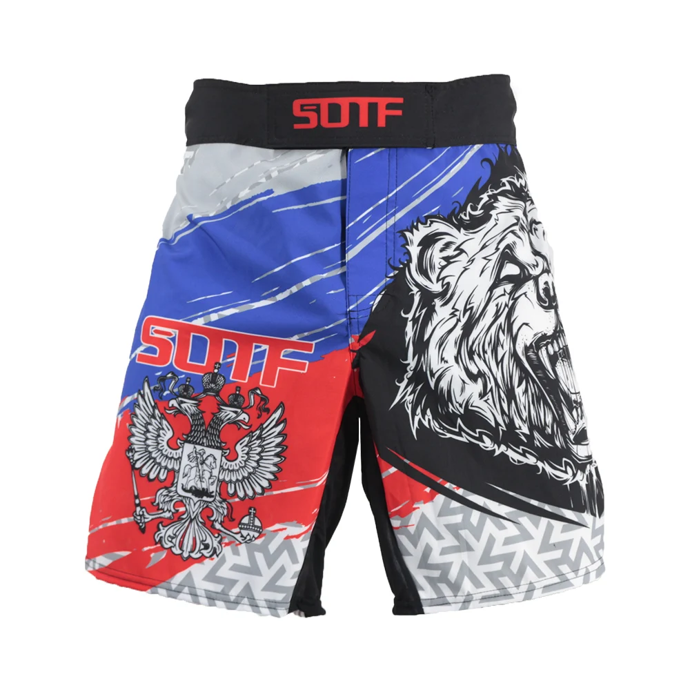 MMA Wolf Geometric Breathable Printing Fighting Shorts Muay Tha Kickboxing Shorts Cheap Sanda Pants Boxing mma Short Men